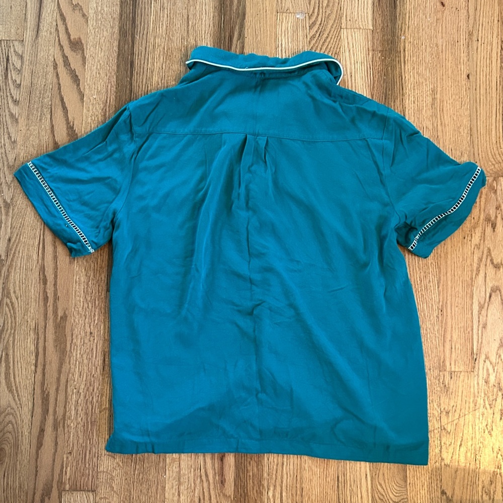 Tombolo Teal Cabrisa Button Down Shirt with White Trim - Picture 4 of 5
